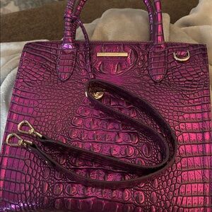 Brahmin Fuchsia Crocodile Embossed Tote
